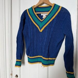 Vintage 80s V-neck varsity sweater small